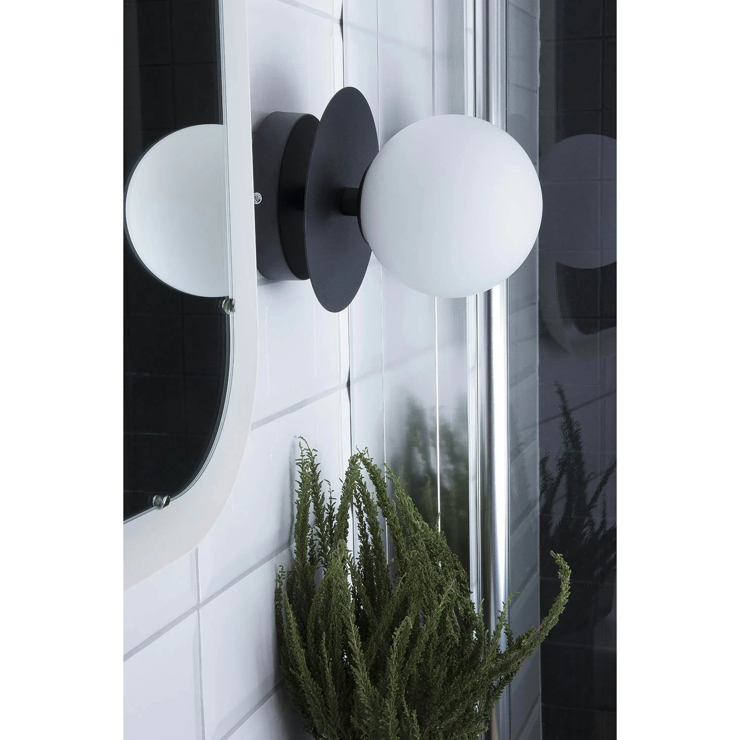 Globen Lighting Art Deco Wand-/Plafondlamp, Wit / Zwart - Afbeelding 3