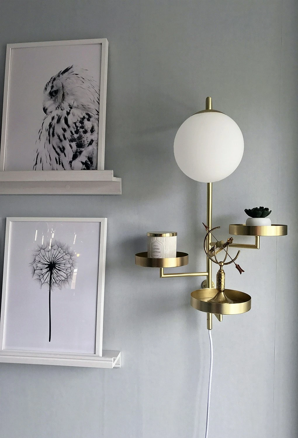 Globen Lighting Astoria Wandlamp, Geborsteld Messing - Afbeelding 2